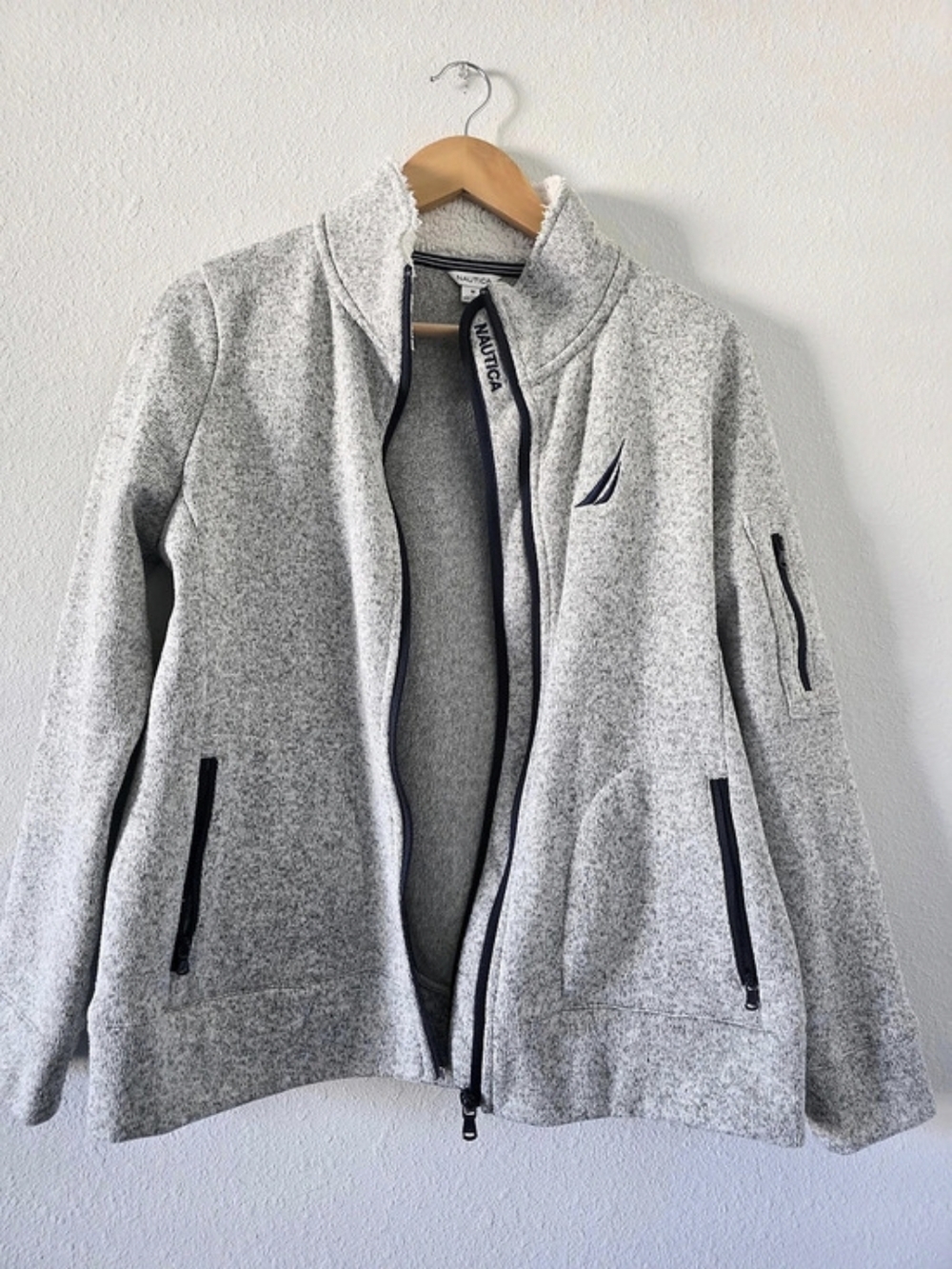 Nautica Men's Gray Fleece Jacket Size Medium Like New